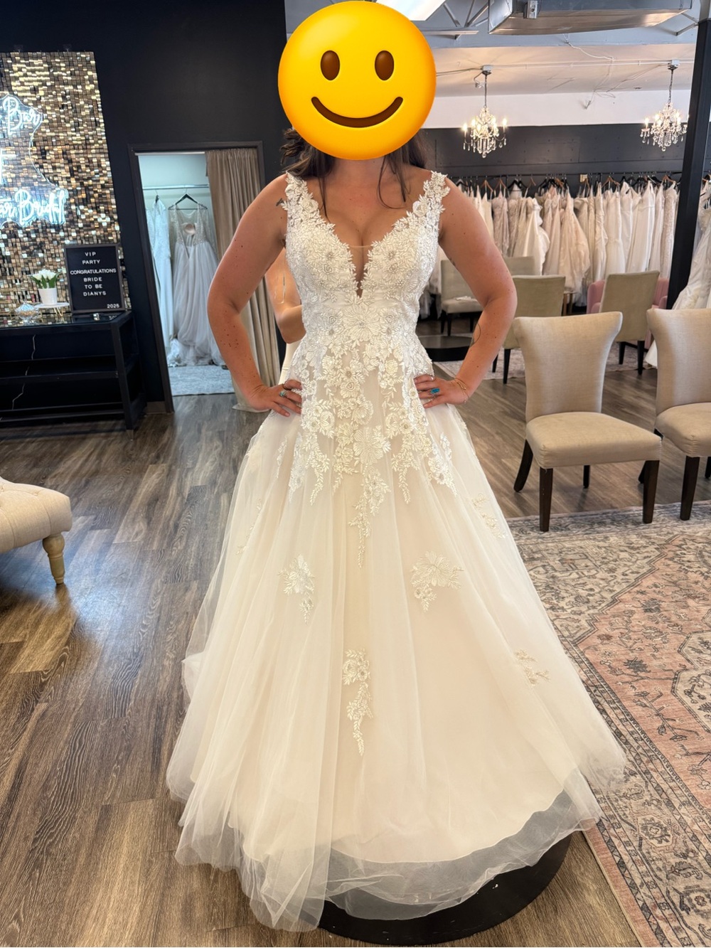 Never worn! Lace A-Line Wedding Dress in Ivory (does not come w/ sleeves)